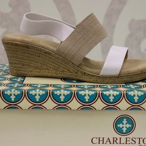 Charleston Shoe Co. Cooper Wedge White Linen NWT
